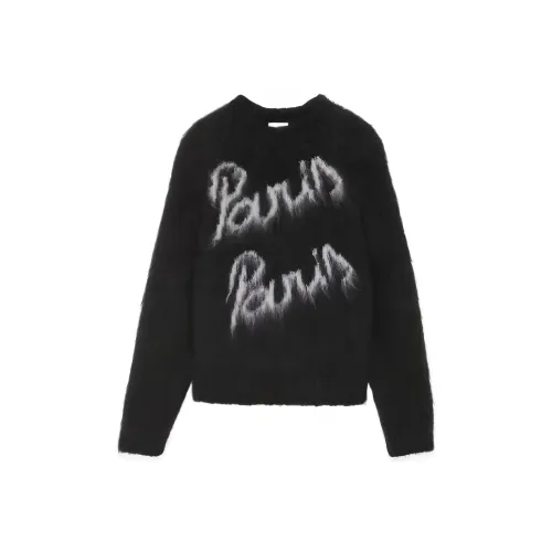 SAINT LAURENT Women's Paris Mohair Knit Sweater Black/Natural