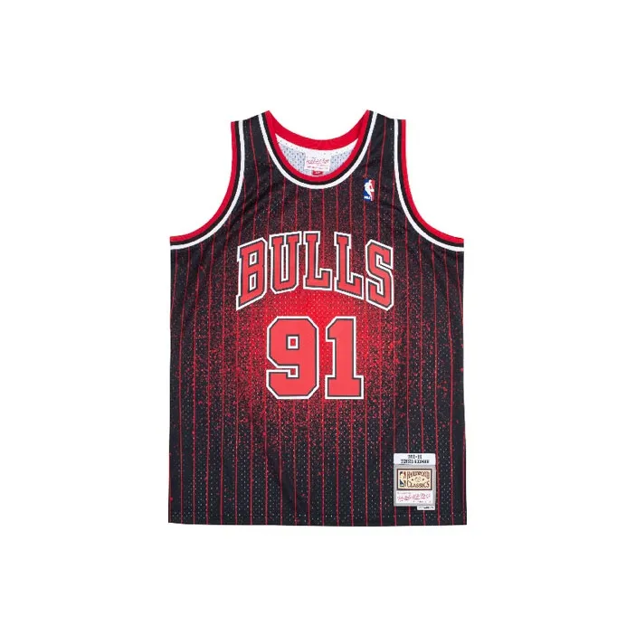 Mitchell & Ness Basketball Jerseys SW Fan Edition 95-96 Season Chicago Bulls Dennis Rodman No. 91 Size Unisex Black-0