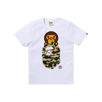 A BATHING APE Women's 1st Camo Milo On Ape Head Tee White/Yellow