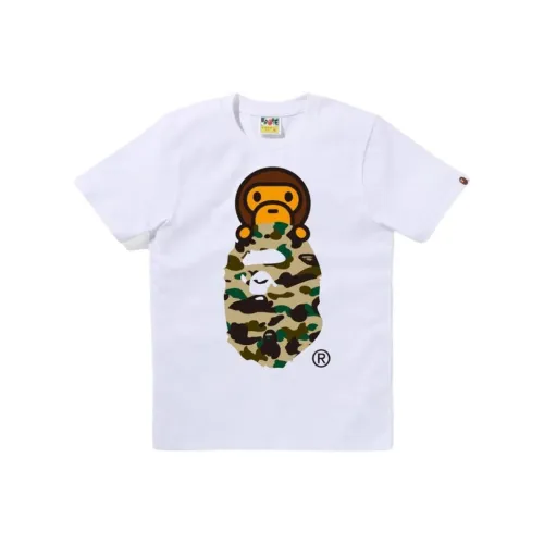 A BATHING APE Women's 1st Camo Milo On Ape Head Tee White/Yellow