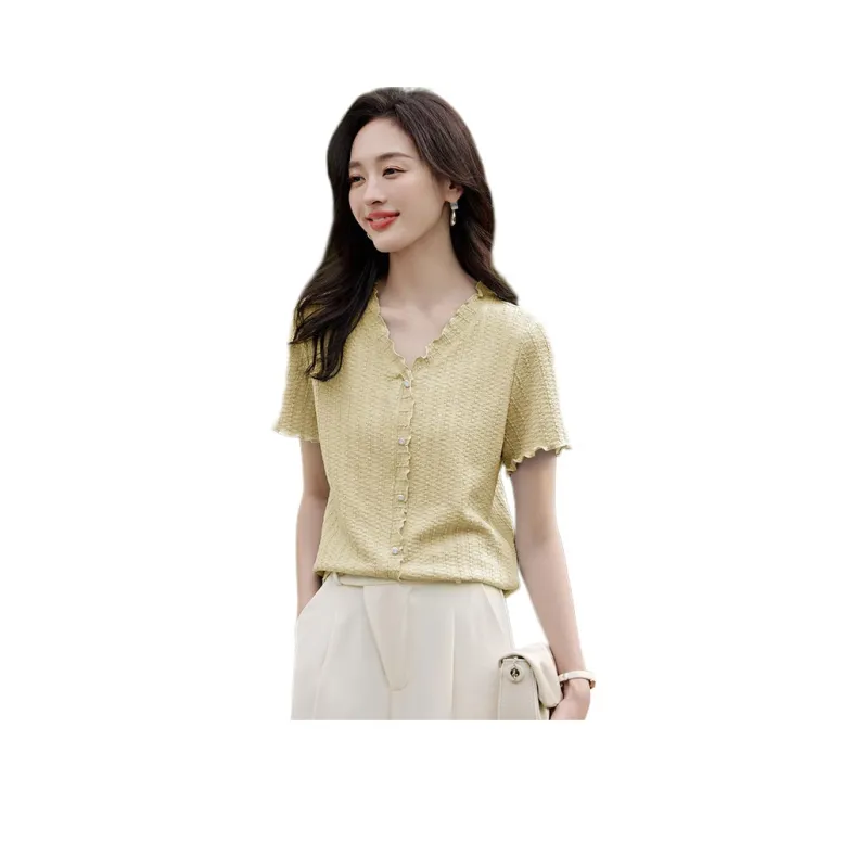 Mo Han Yi Mei T Shirt Women's Mustard Yellow-0
