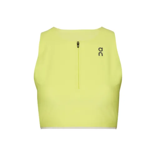 On Race Crop Tank Tops Women's Yellow Green