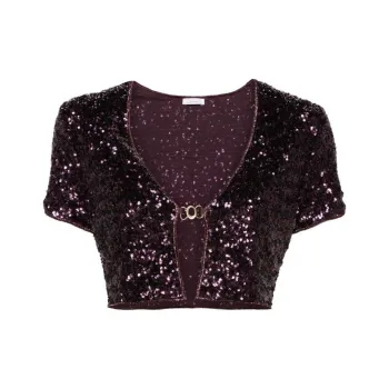 Oséree Sequinned Cropped Cardigan