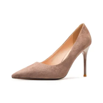 Lan Miao Slim Heel High Heels Women's Khaki