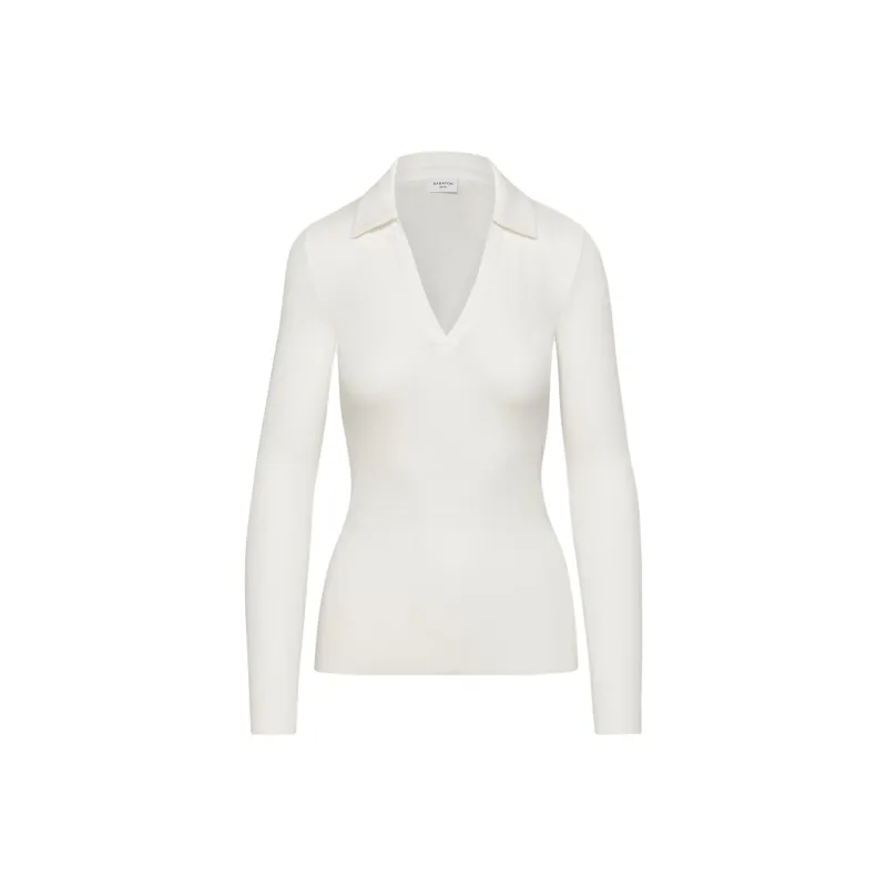 ARITZIA Babaton Currency Polo Longsleeve Sweater Women's Light Birch/Light Birch-0