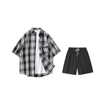 LIVINGTOWN Shirt Matching Set Unisex Black