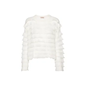 Twinset Lace Effect Flounce Boxy Jumper