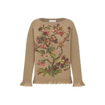 DIOR FW23 Embroidered Sweater Sweater Women's Brown