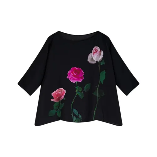 A LIFE ON THE LEFT T Shirt Women's Black Rose Beauty