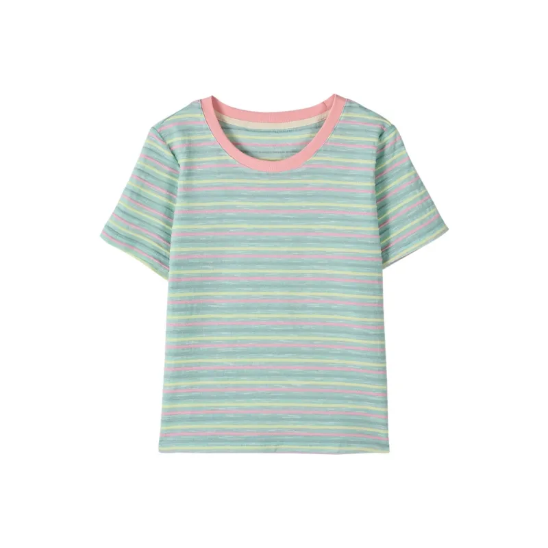 TOUCH T Shirt Women's Green Stripes-0