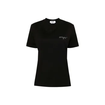 MSGM Logo Embroidered Crewneck T-Shirt
