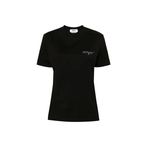 MSGM Logo Embroidered Crewneck T Shirt