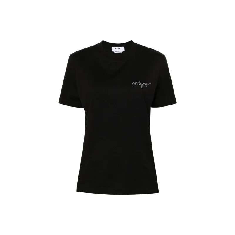 MSGM Logo Embroidered Crewneck T Shirt-0