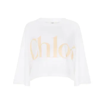 Chloé Logo Printed Oversized Cropped T Shirt