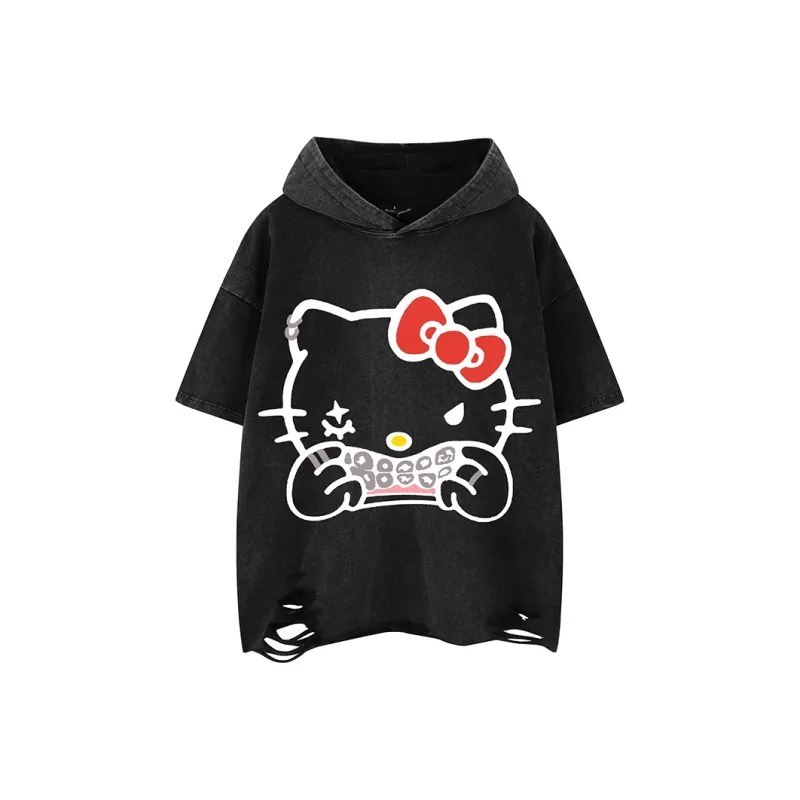 BEAR UNION Drop Shoulder Sleeve T Shirt Unisex Black-0