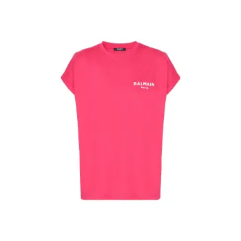 BALMAIN Flocked Balmain T-Shirt T-Shirt Women's Red