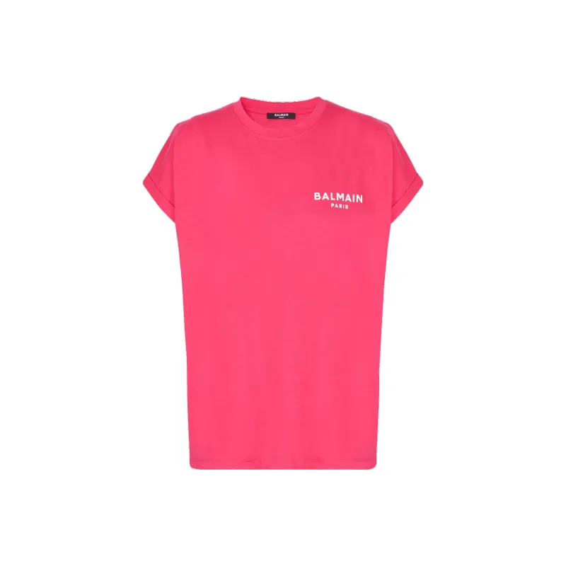 BALMAIN Flocked Balmain T-Shirt T-Shirt Women's Red-0