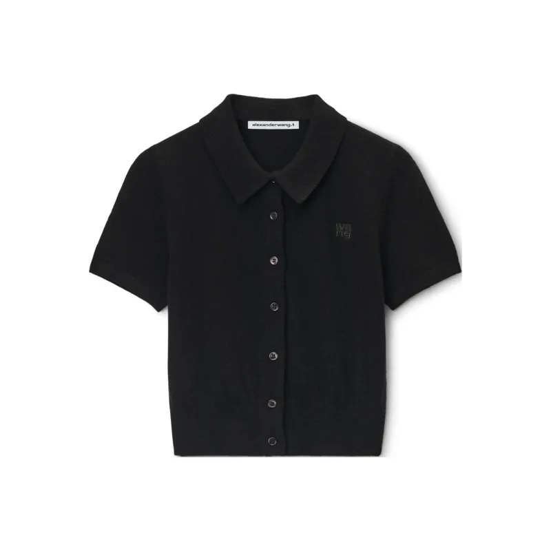 Alexander Wang Logo Embroidered Cropped Polo Shirt-0