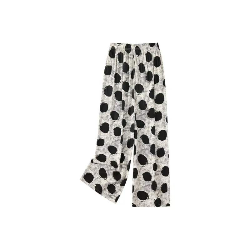 TOUCH Casual Pants Women's Gray With Black Polka Dot-1