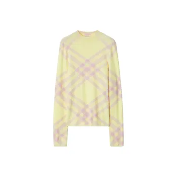 Burberry Check Pattern Ribbed Knit Crewneck Jumper