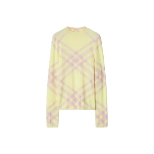 Burberry Check Pattern Ribbed Knit Crewneck Jumper