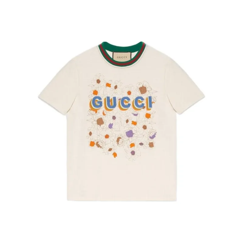 GUCCI Fw22 Tanabata Series FW22 Regular T Shirt Women's Ecru-0