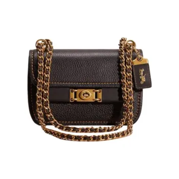 COACH Troupe Leather Shoulder Bag Crossbody Bag Small Size Women's Black