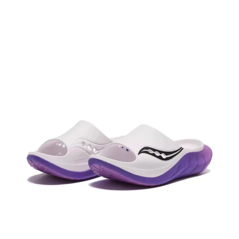 Saucony Cradle 2 Abrasion Resistant Cushioning Slide Slippers Unisex White Purple-2