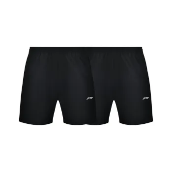 LiNing Solid Color Minimalist Style Quick Dry Casual Shorts Unisex 2-Piece Set Black
