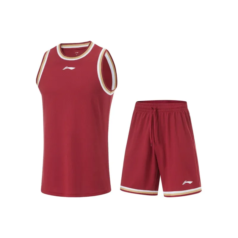 LiNing CBA Collection Basketball Suit Men's Red-0
