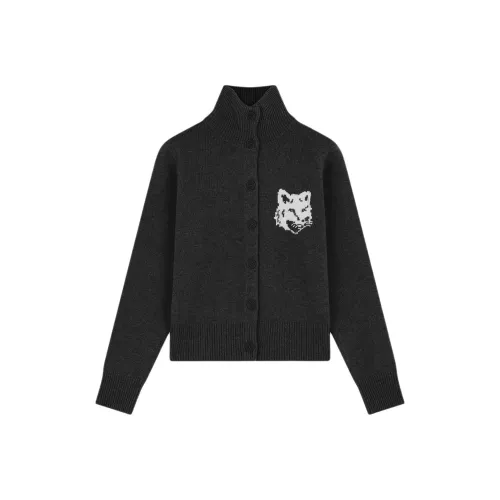 Maison Kitsune Fox Head Intarsia High-Neck Cardigan