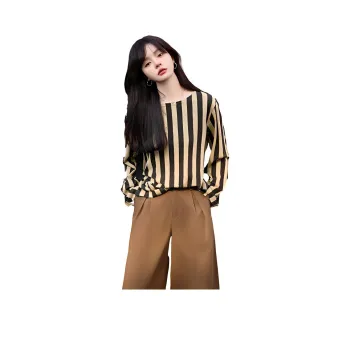 Mt T-Shirt Women's Beige Camel Stripes