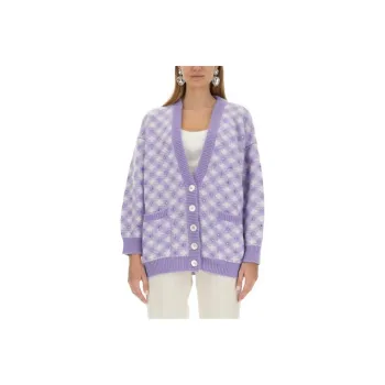 Alessandra Rich Checked V Neck Cardigan