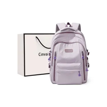 CinvaiKrose Fabric Backpack Computer Travel Bag Backpack Large Size Women's Light Purple