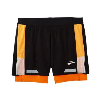Brooks Sports Shorts Men's Black/Beige/Fluorescent Color