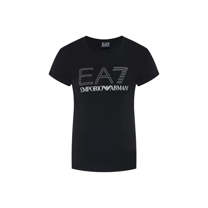 EMPORIO ARMANI EA7 Baby's Breath Collection SS22 Regular T Shirt Women's Black-0