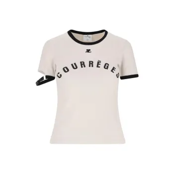 COURREGES Buckle Contrast Printed T Shirt