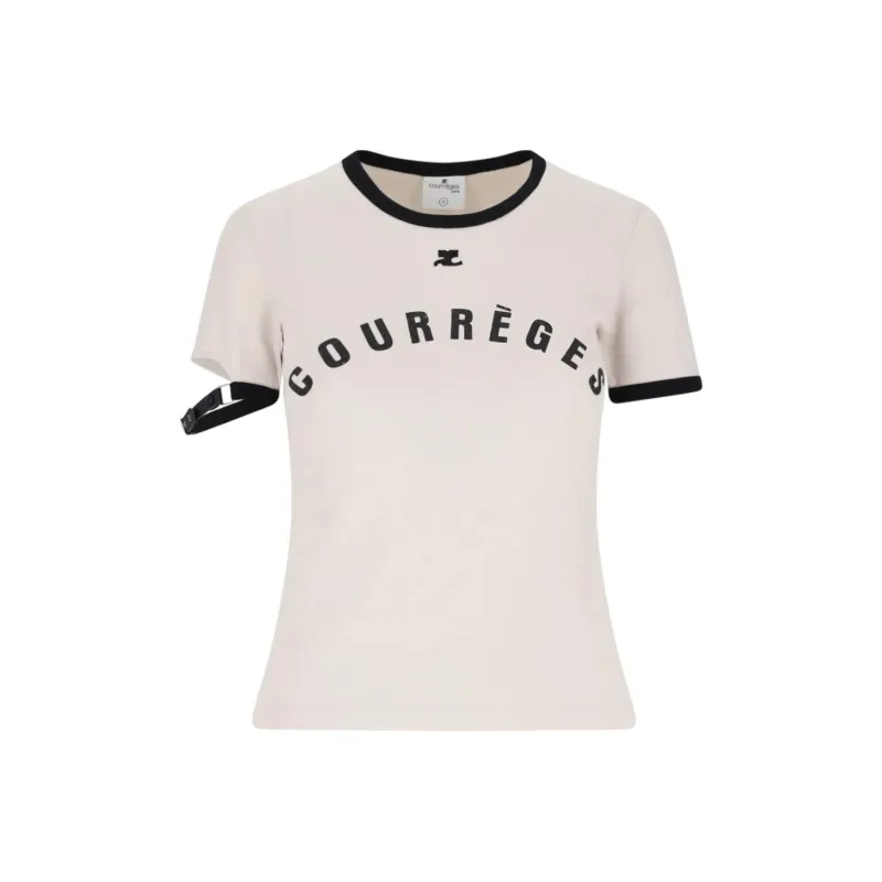 COURREGES Buckle Contrast Printed T Shirt-0