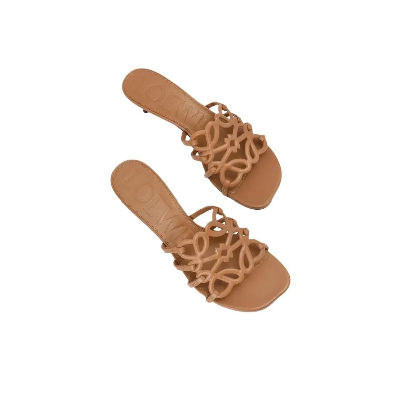LOEWE Petal Odor Resistant Slide Slippers 4.5cm Women's Brown-3