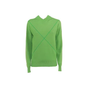 Bottega Veneta Cross Printed V Neck Sweater Green