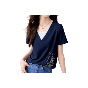 Mo Han Yi Mei T Shirt Women's Navy Blue