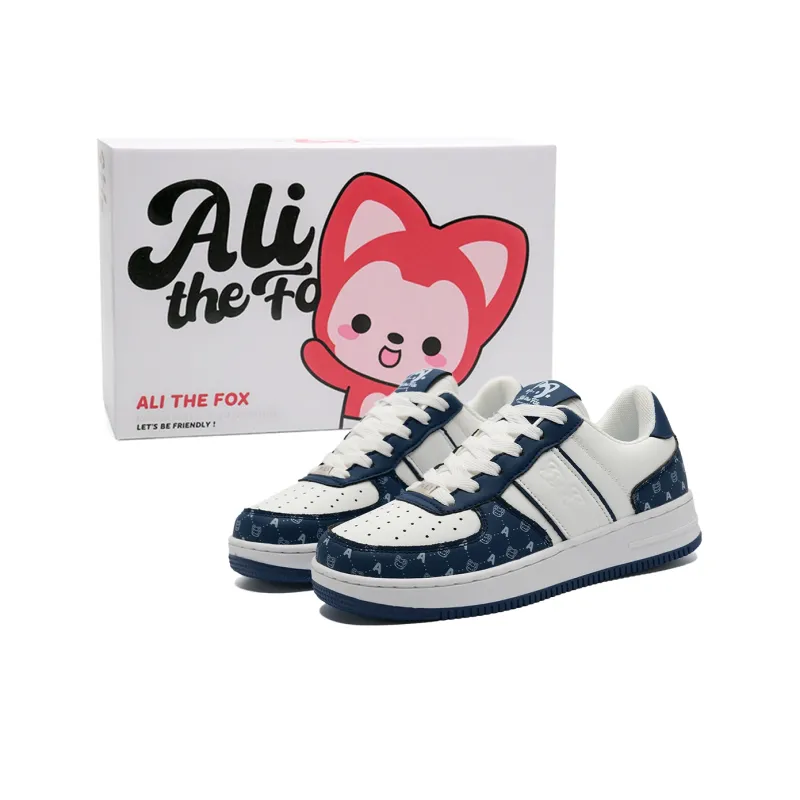 ALI THE FOX Skateboard Shoes Unisex Low Top Milk Tea Powder/Iceberg Blue-55