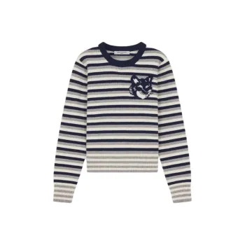 Maison Kitsune Fox Head Intarsia Striped Regular Jumper