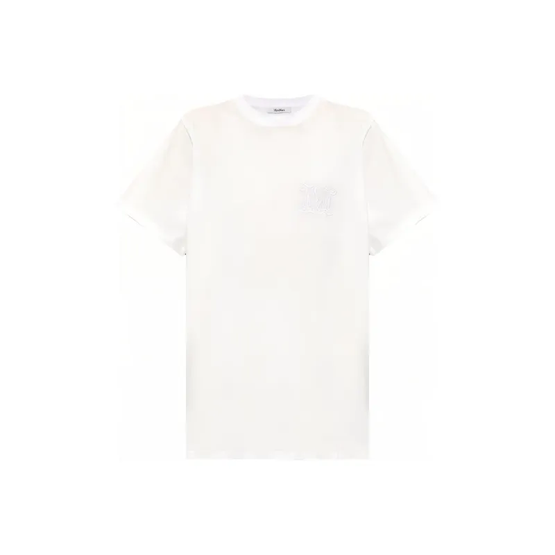 MaxMara Monogram embroidered Cotton T shirt-0