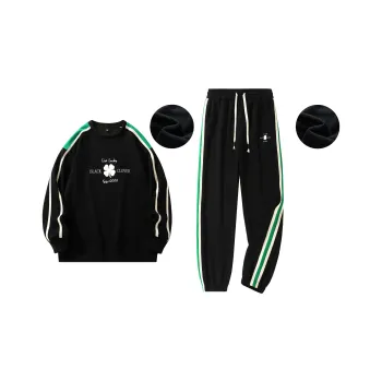 BLACK CLOVER Crew Neck Pullover Sweatshirt Set Unisex Black