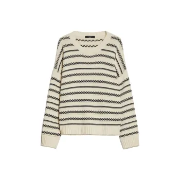 MaxMara Foster Collection Striped Cotton Yarn Sweater Women's White