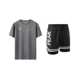 Black Shorts+Gray Short-Sleeved Shirt
