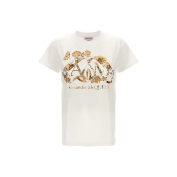 Alexander McQueen Dutch Flower Logo Creewneck T Shirt