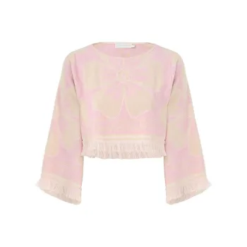 Zimmermann Pop Long Sleeved Towelling Crop Top
