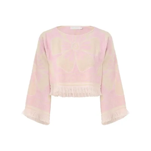 Zimmermann Pop Long Sleeved Towelling Crop Top